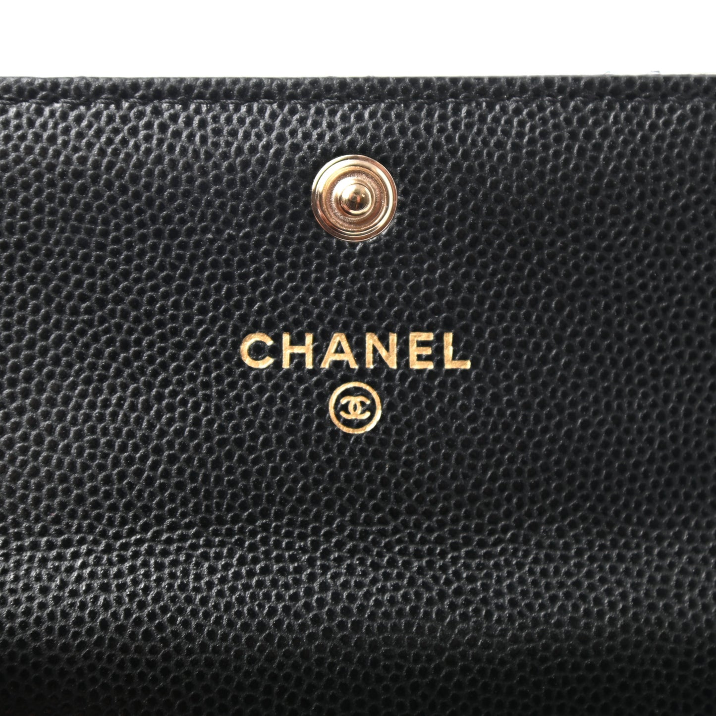 Caviar Quilted Crystal CC Flap Card Holder Black