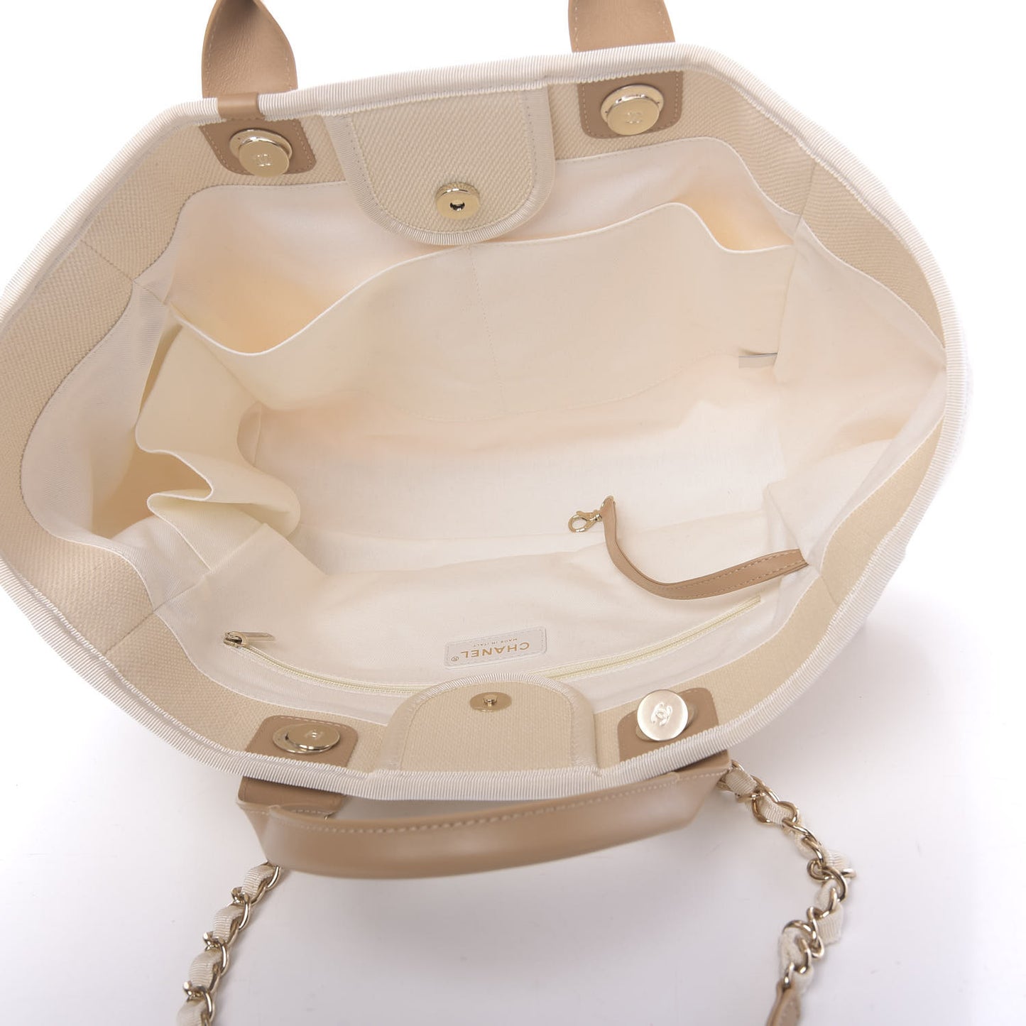 Canvas Pearl Large Deauville Tote Ecru Beige