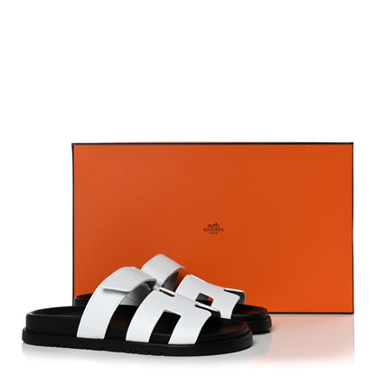 Hermes Calfskin Womens Chypre Sandals 37.5 White 13 of 13