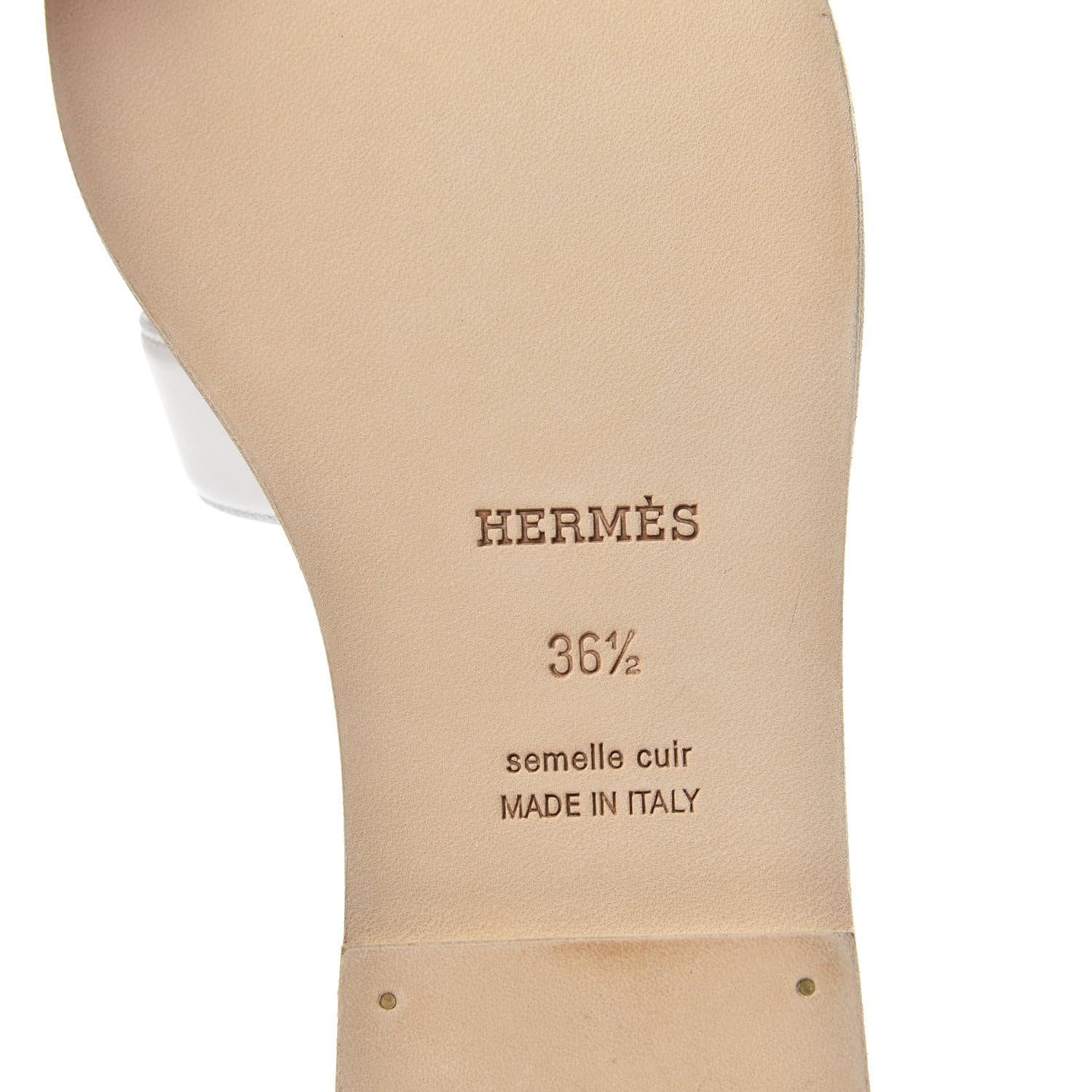 Hermes Metallic Nappa Box Oran Sandals 36.5 White Gris Argente 6 of 9