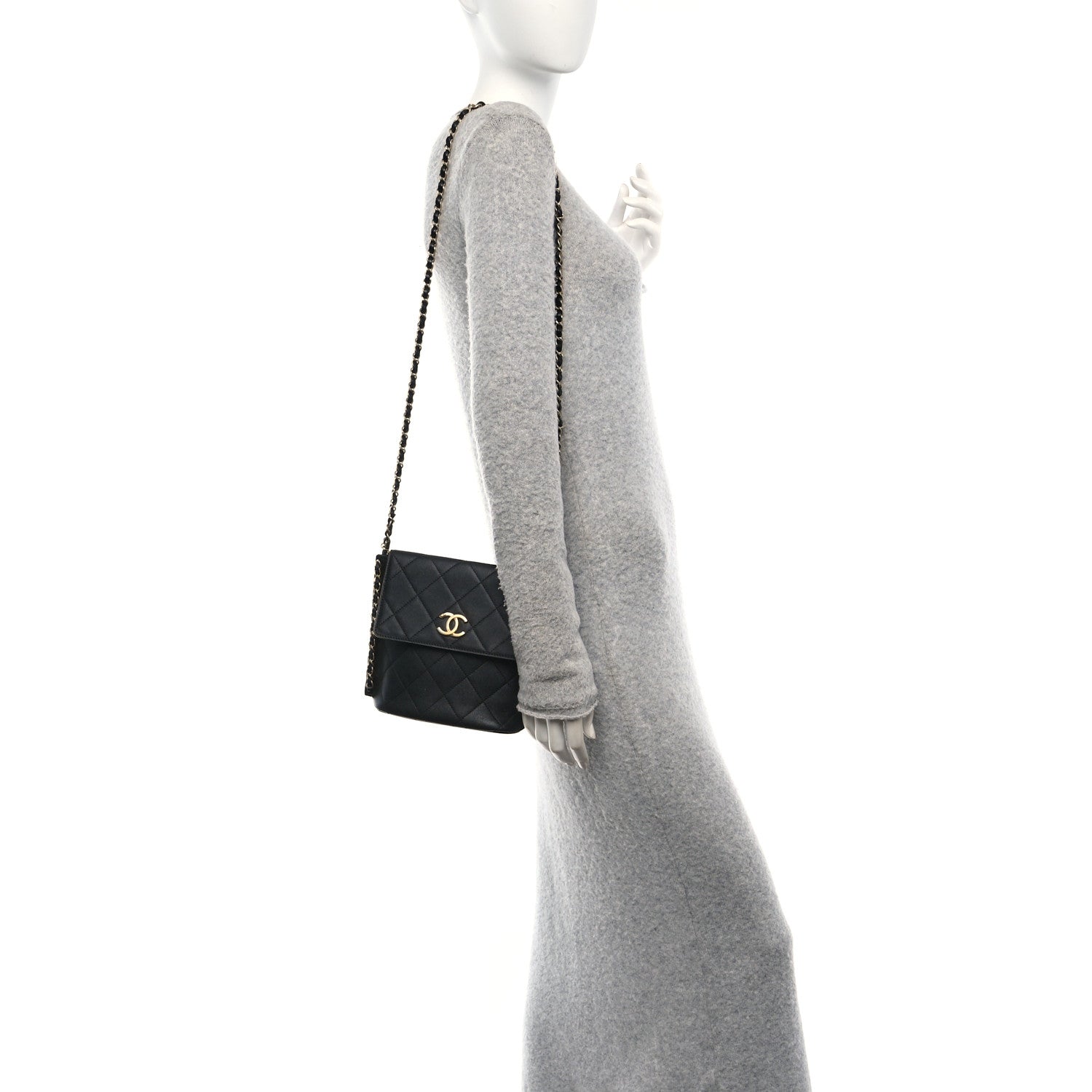 Chanel Calfskin Quilted Chain Small Hobo Bag Black 2 of 10