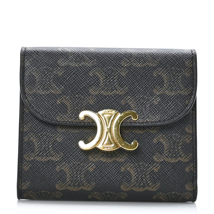 Celine Triomphe Canvas Small Triomphe Wallet Tan 1 of 8