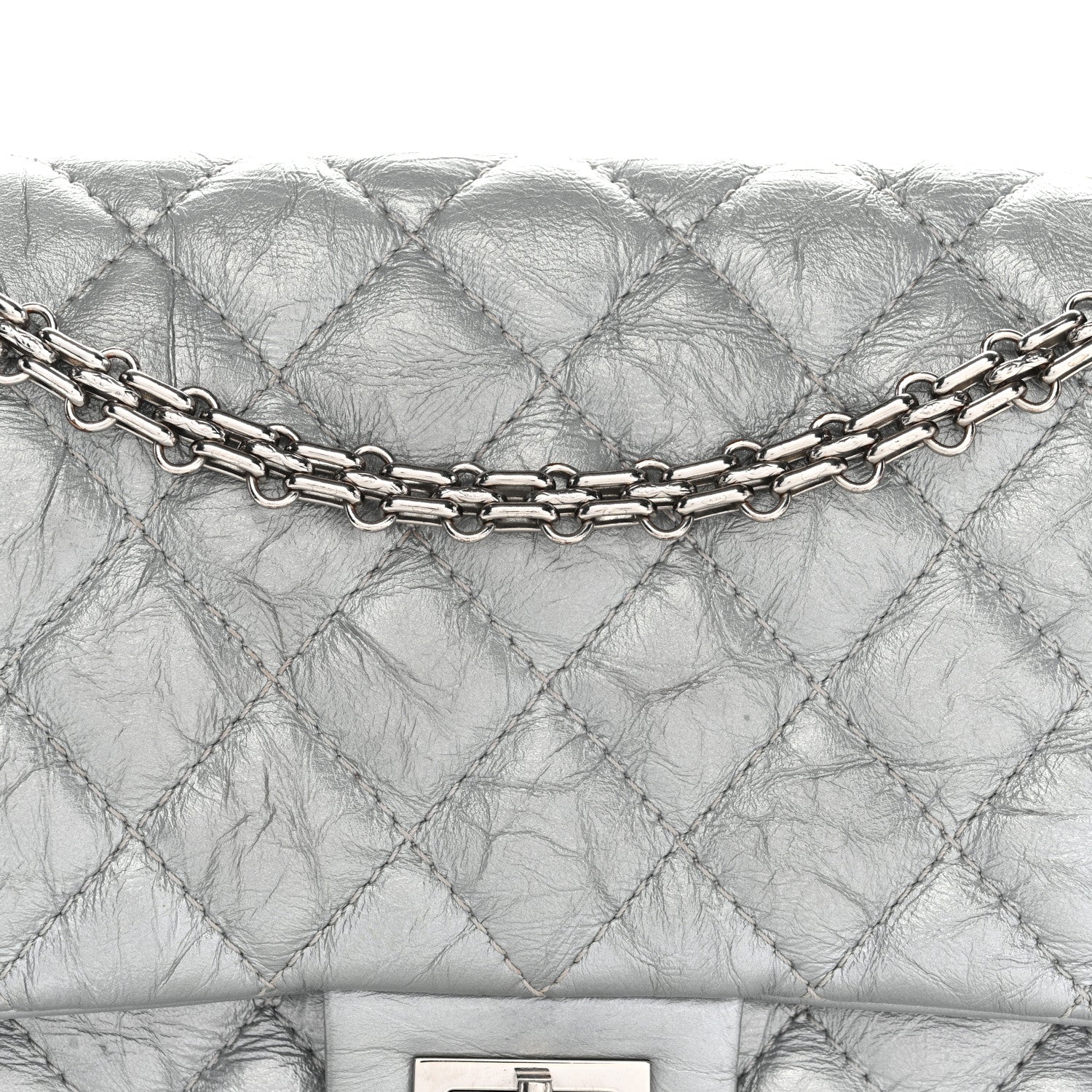 Chanel Metallic Aged Calfskin Quilted 2.55 Reissue 226 Flap Silver
