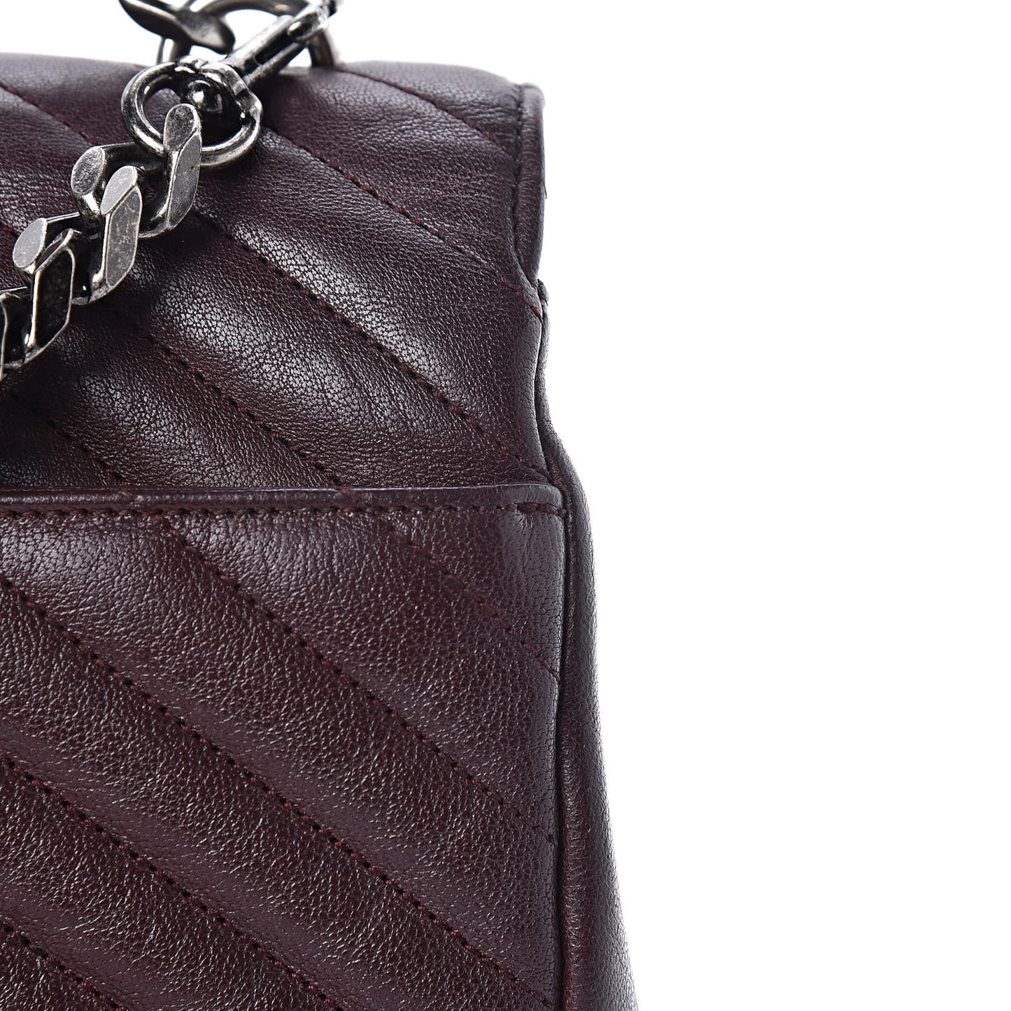 Sheepskin Matelasse Chevron Monogram Large College Satchel Amaranto