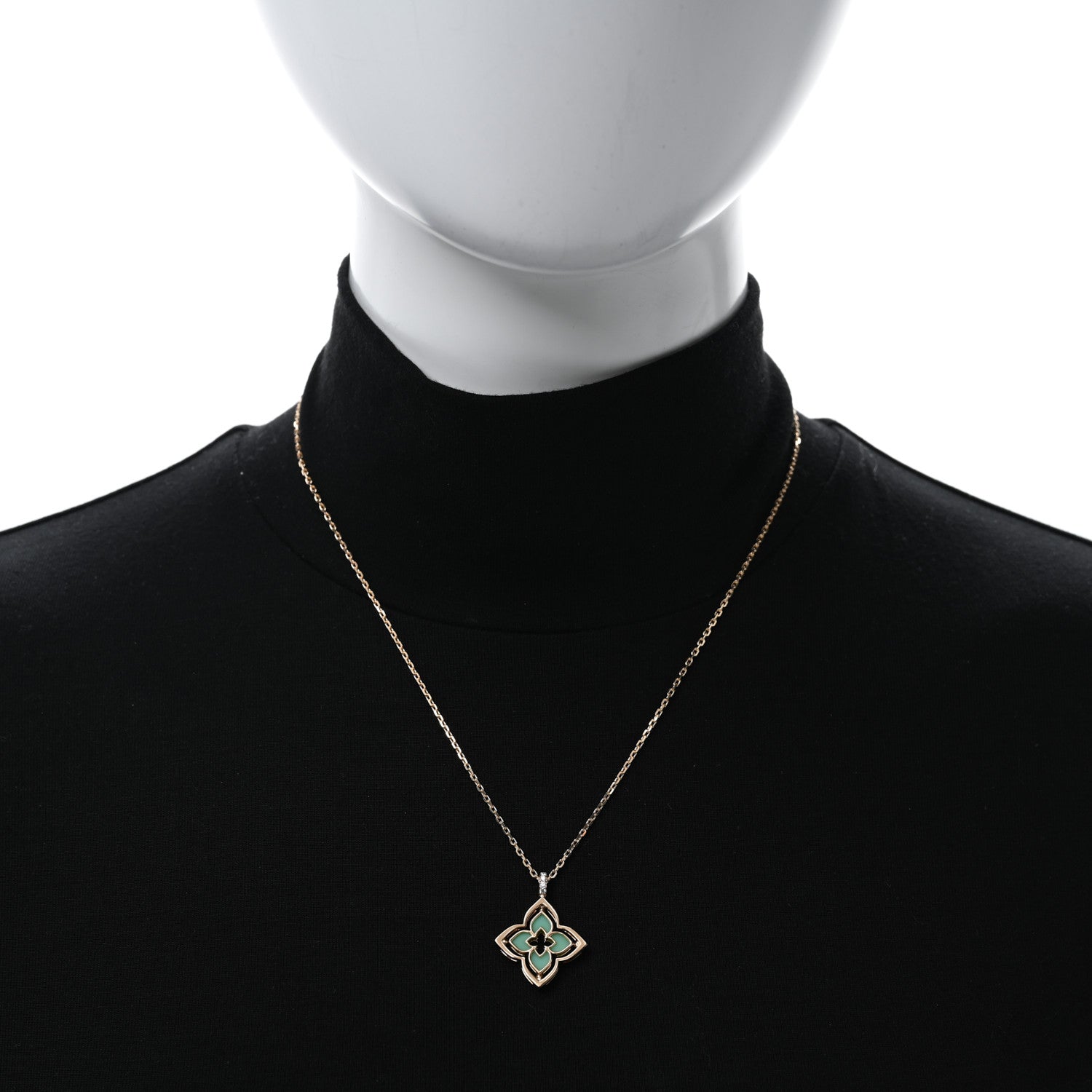 Roberto Coin 18K Rose Gold Diamond Chrysoprase Small Venetian Princess Pirouette Pave Pendant Necklace 3 of 5