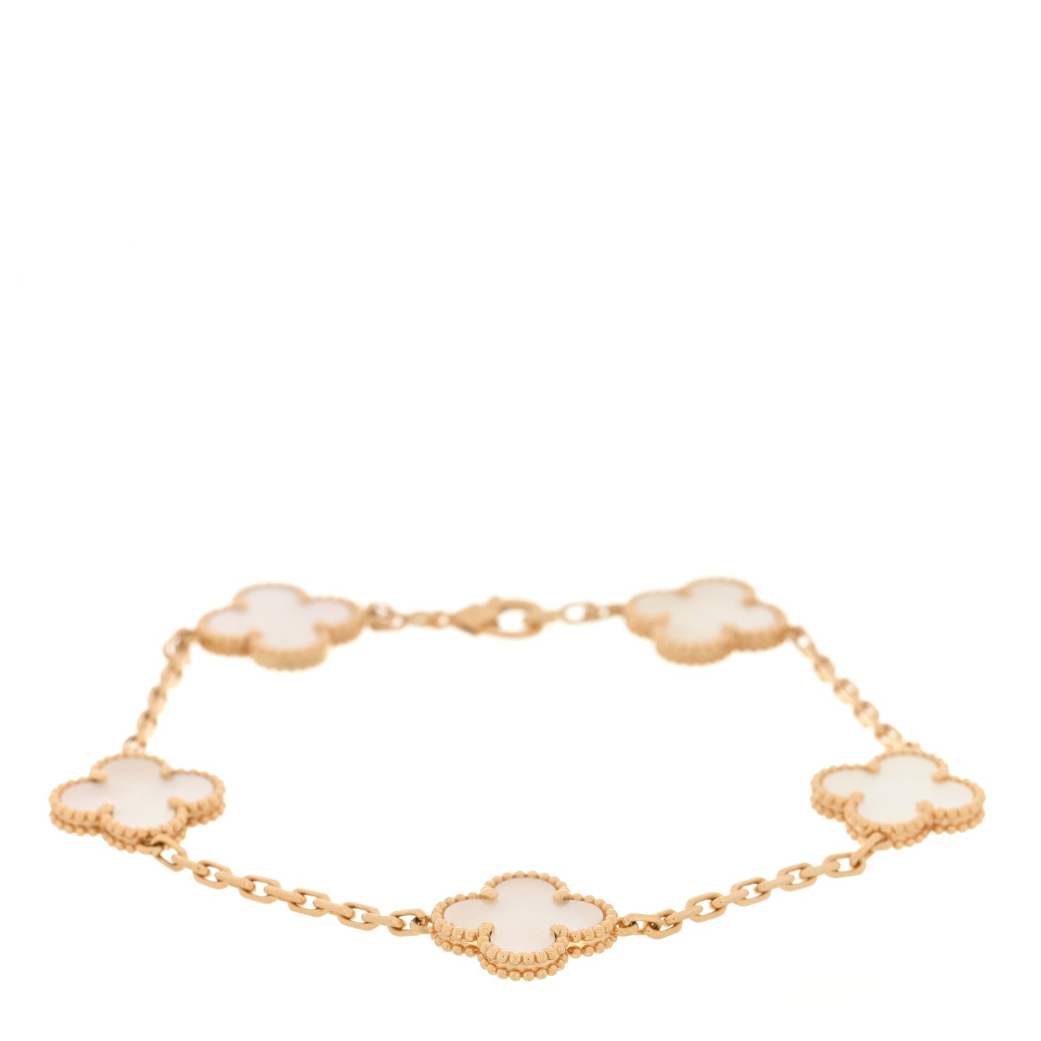Van Cleef & Arpels 18K Yellow Gold Mother of Pearl 5 Motifs Vintage Alhambra Bracelet 1 of 4