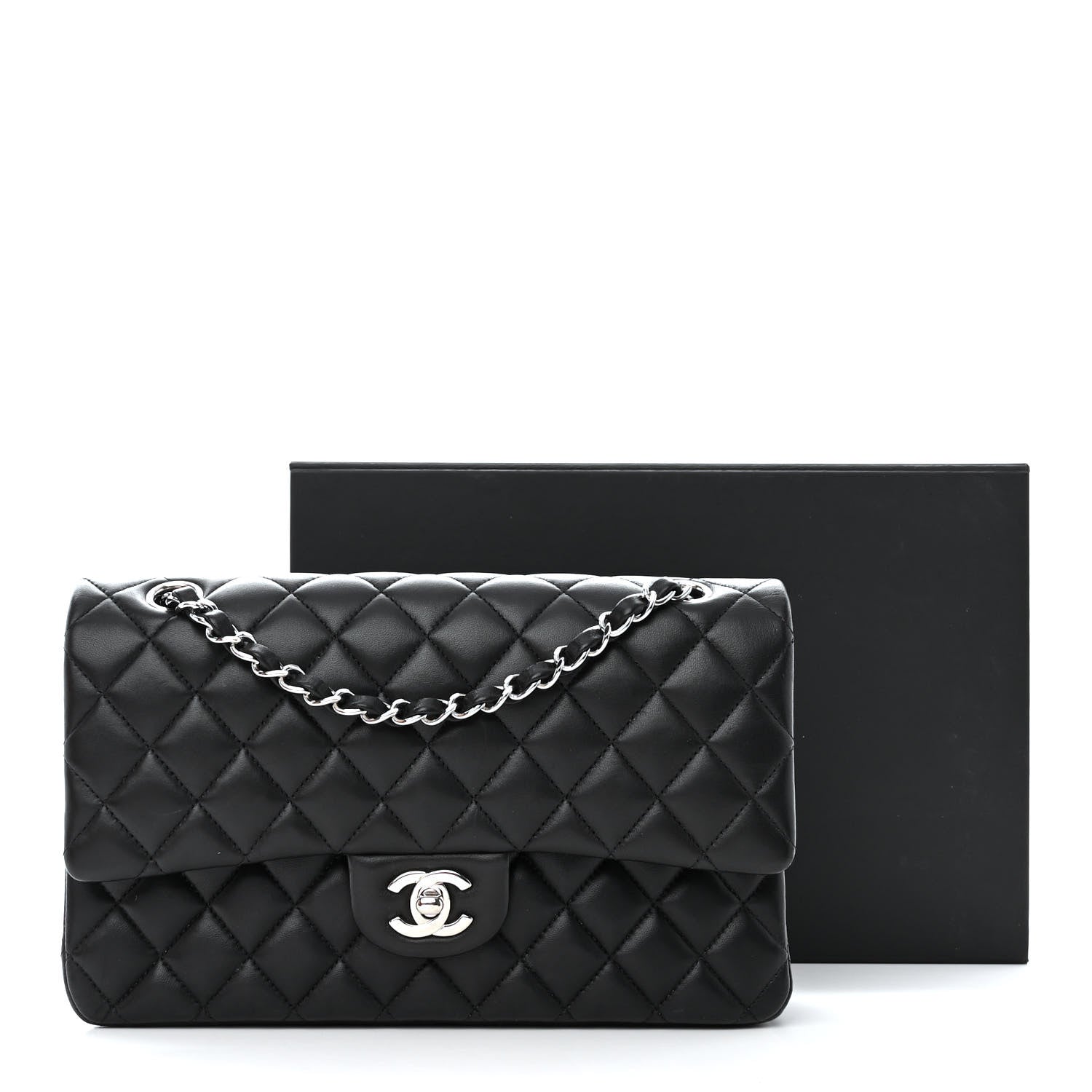 Chanel Lambskin Quilted Medium Double Flap Black 15 of 15