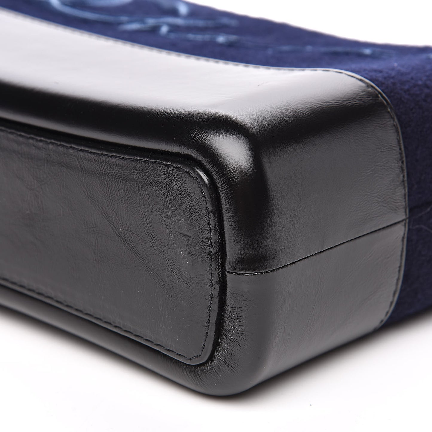 Wool Embroidered Medium Gabrielle Hobo Dark Navy Blue