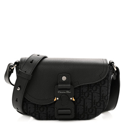Christian Dior Grained Calfskin Oblique Saddle Pouch Black 1 of 11