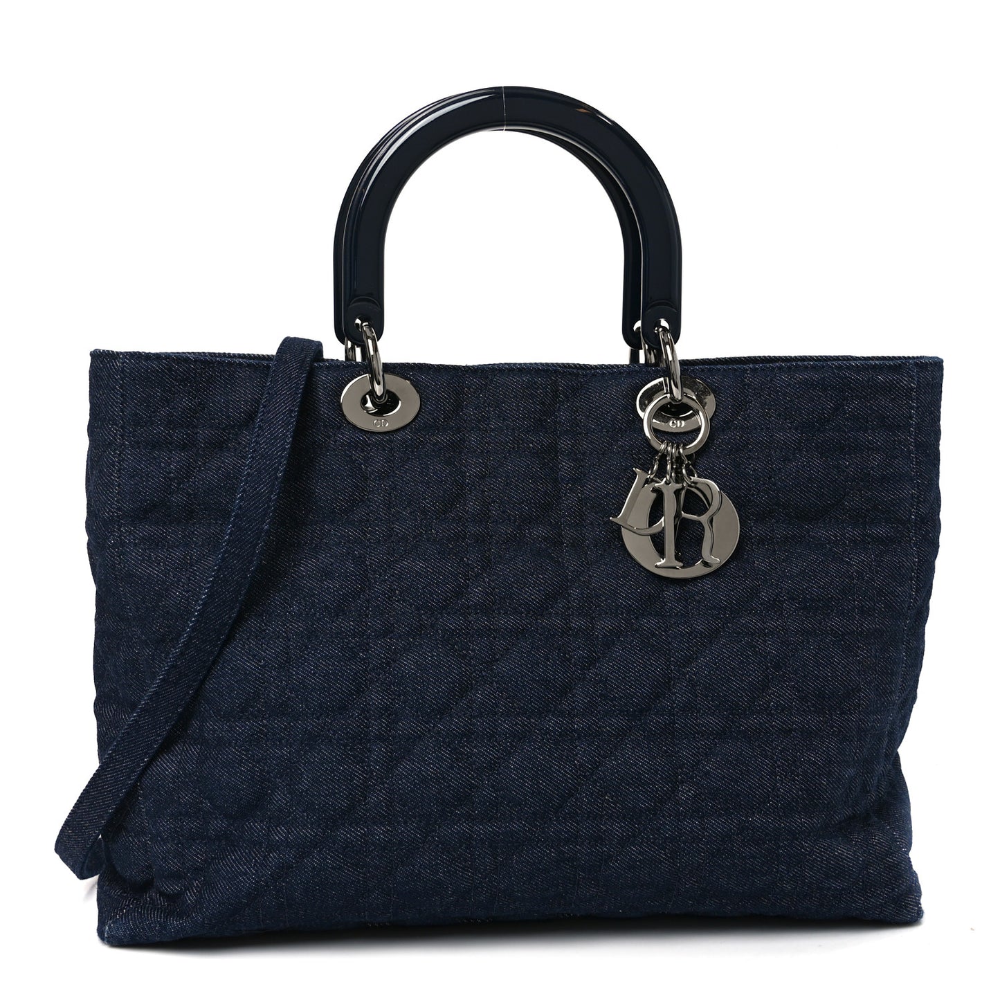 Denim Cannage Large Soft Lady Dior Tote Blue