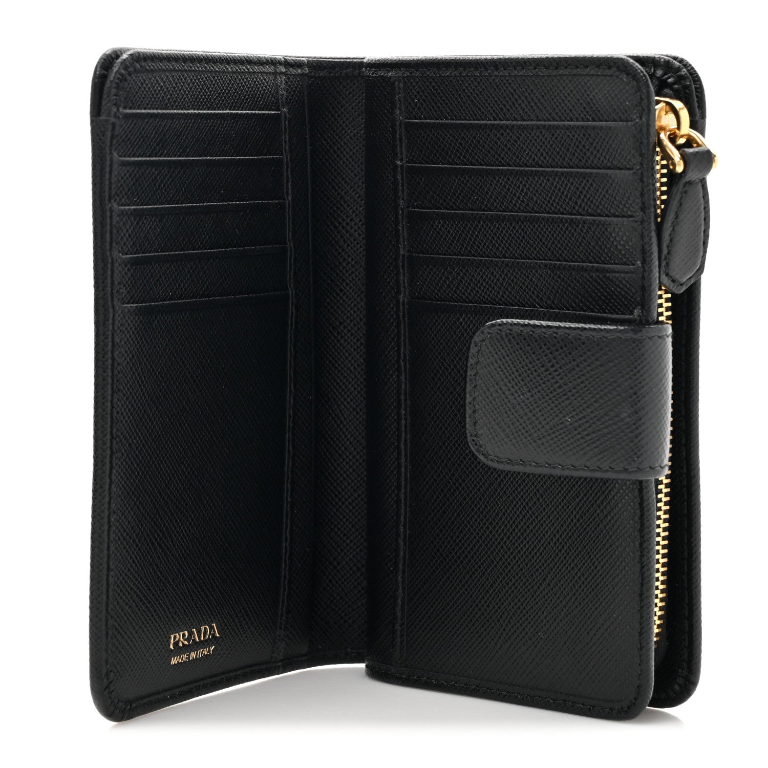Prada Saffiano Metal Compact Wallet Black 5 of 9