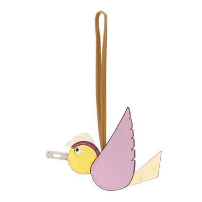 Hermes Ostrich Epsom Swift Birdy Bag Charm Mauve Sylvestre Nata Jaune Citron Magnolia Sesame 1 of 4