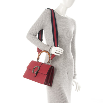 Gucci Dollar Calfskin Crystal Web Medium Dionysus Bamboo Top Handle Bag Hibiscus Red Black Diamond 2 of 7