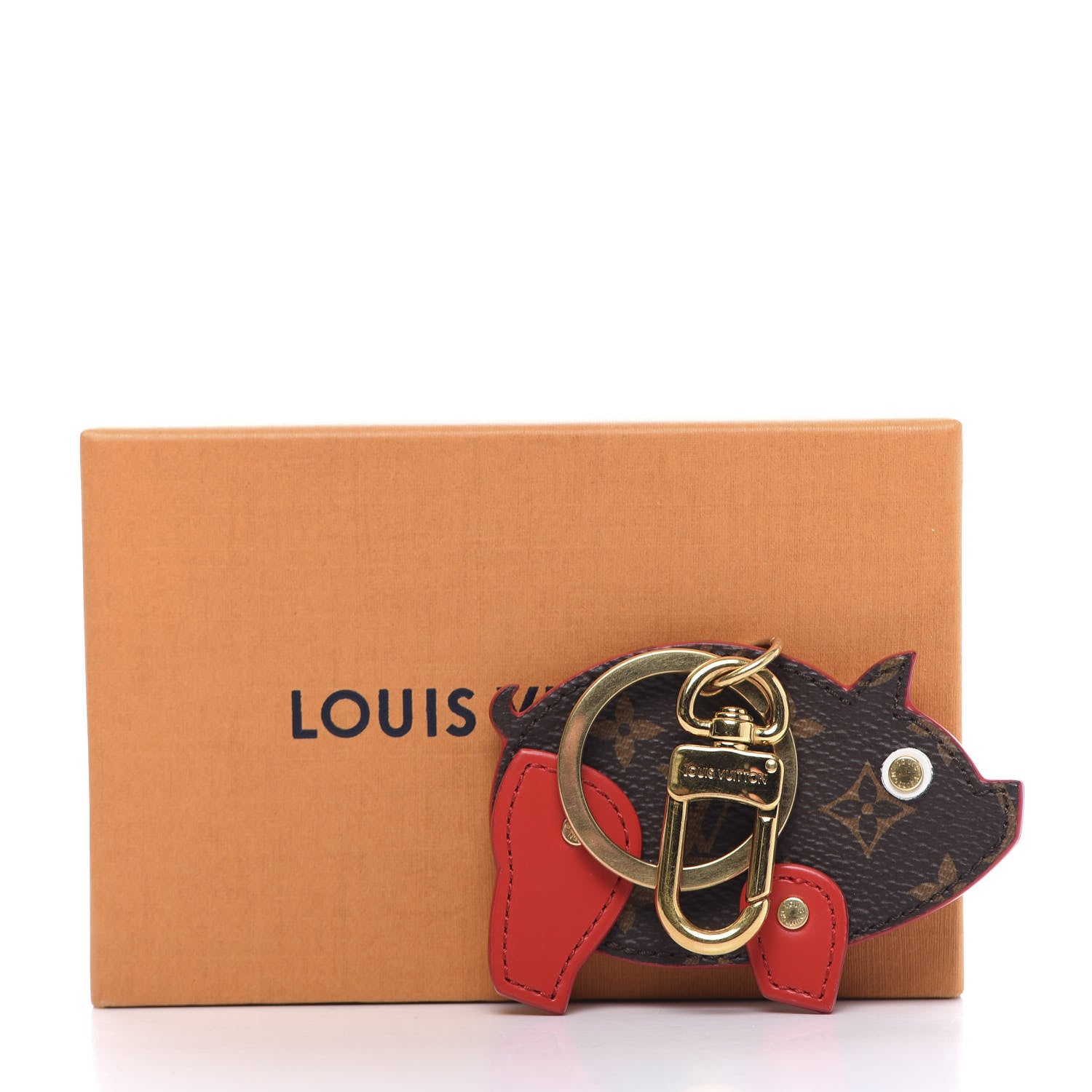 Louis Vuitton Calfskin Monogram Pig Bag Charm Key Holder Rouge 4 of 4