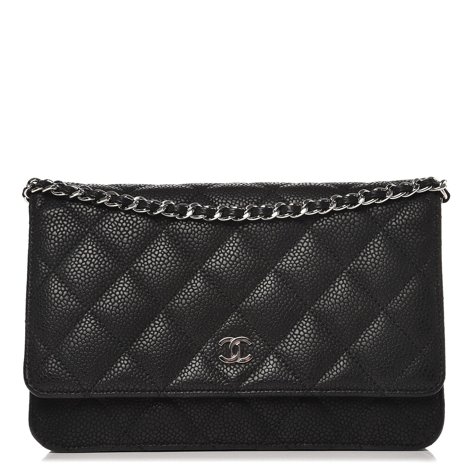 Chanel Iridescent Caviar Quilted Wallet On Chain WOC Black 1 of 8