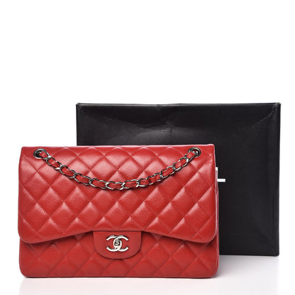 Chanel Caviar Quilted Jumbo Double Flap Red 11 of 11