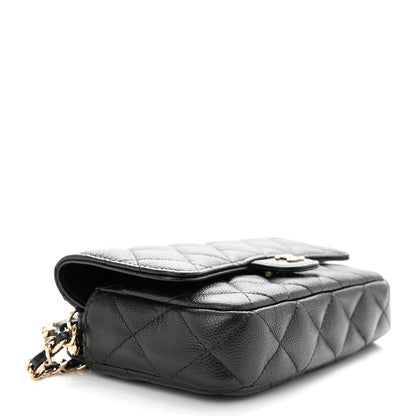 Chanel Caviar Quilted Flap Phone Holder With Chain Black 4 of 14
