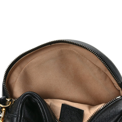 Gucci Azalea Calfskin Matelasse Heart Mini GG Marmont Round Shoulder Bag Black 11 of 13