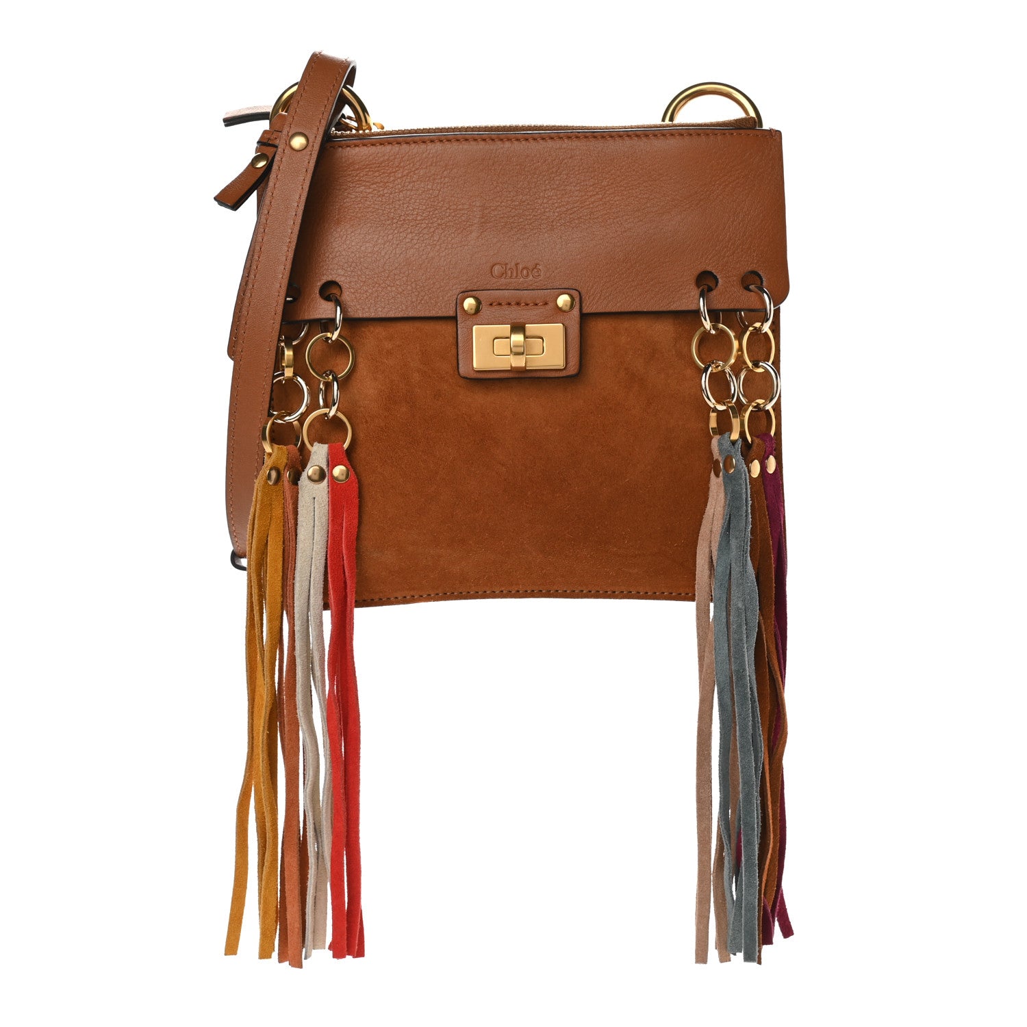Chloe Calfskin Suede Small Jane Fringe Bag Caramel 1 of 11