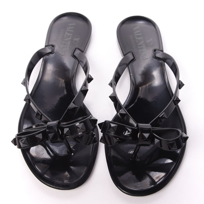 Valentino Garavani PVC Jelly Rockstud Bow Thong Sandals 35 Black 5 of 10
