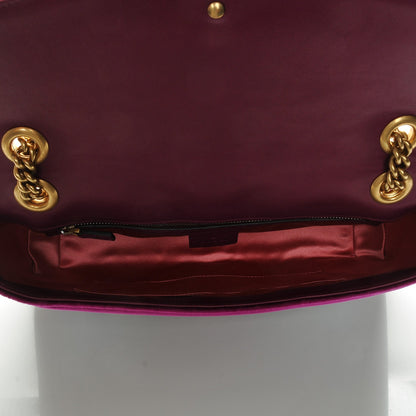 Gucci Velvet Matelasse Loved Embroidered Medium GG Marmont Shoulder Bag Fuchsia Violet Cyclamen 5 of 7