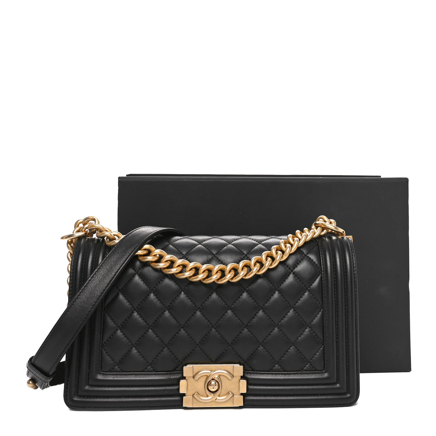 Chanel Lambskin Quilted Medium Boy Flap Black 11 of 11