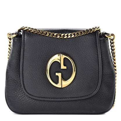 Gucci Pebbled Calfskin Small 1973 Chain Shoulder Bag Black 1 of 15