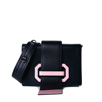 Prada City Calf Plex Ribbon Bag Black Rosa 1 of 9