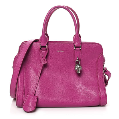 Alexander McQueen Pebbled Calfskin Small Skull Padlock Zip Around Tote Bouganville 1 of 9