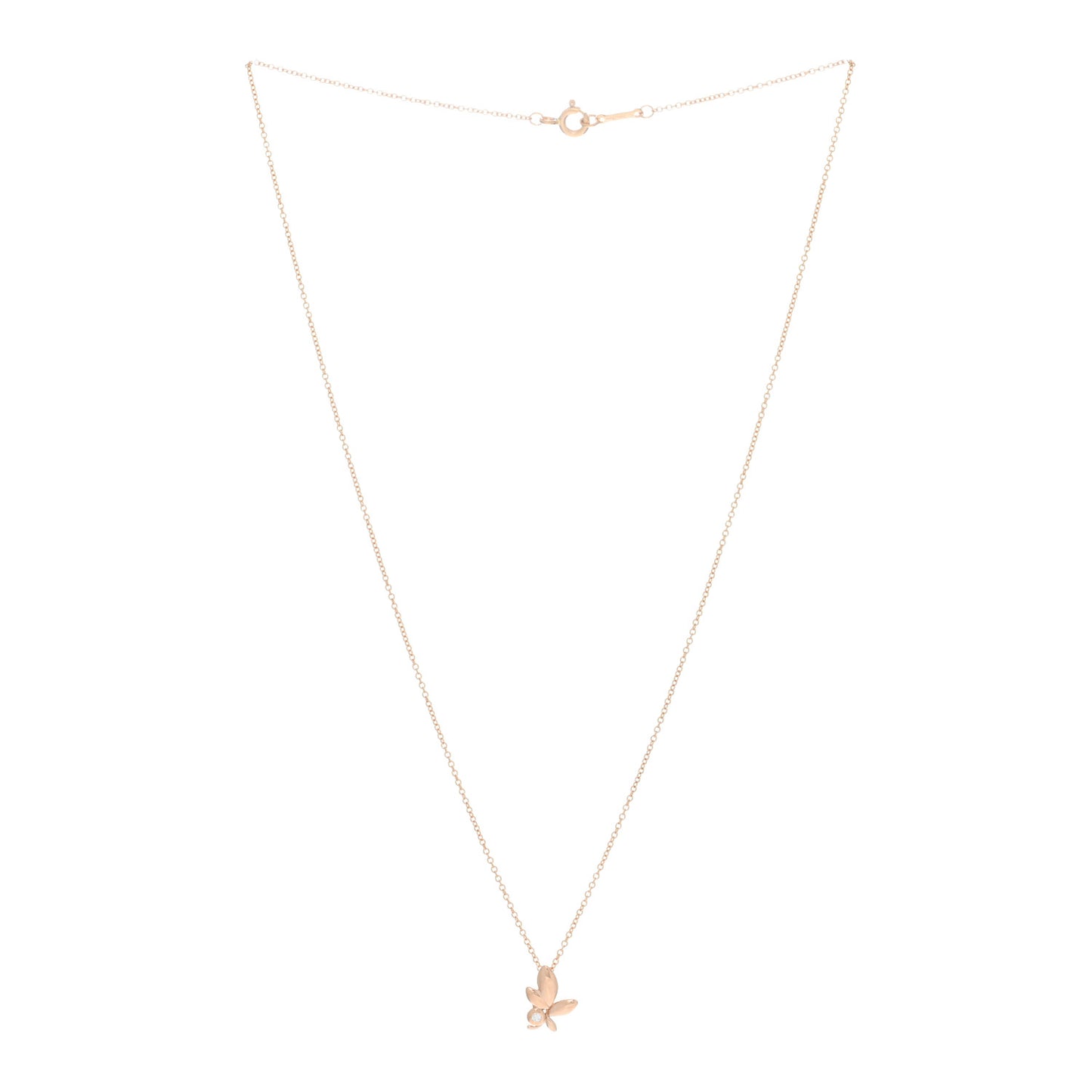 18K Rose Gold Diamond Paloma Picasso Olive Leaf Pendant Necklace