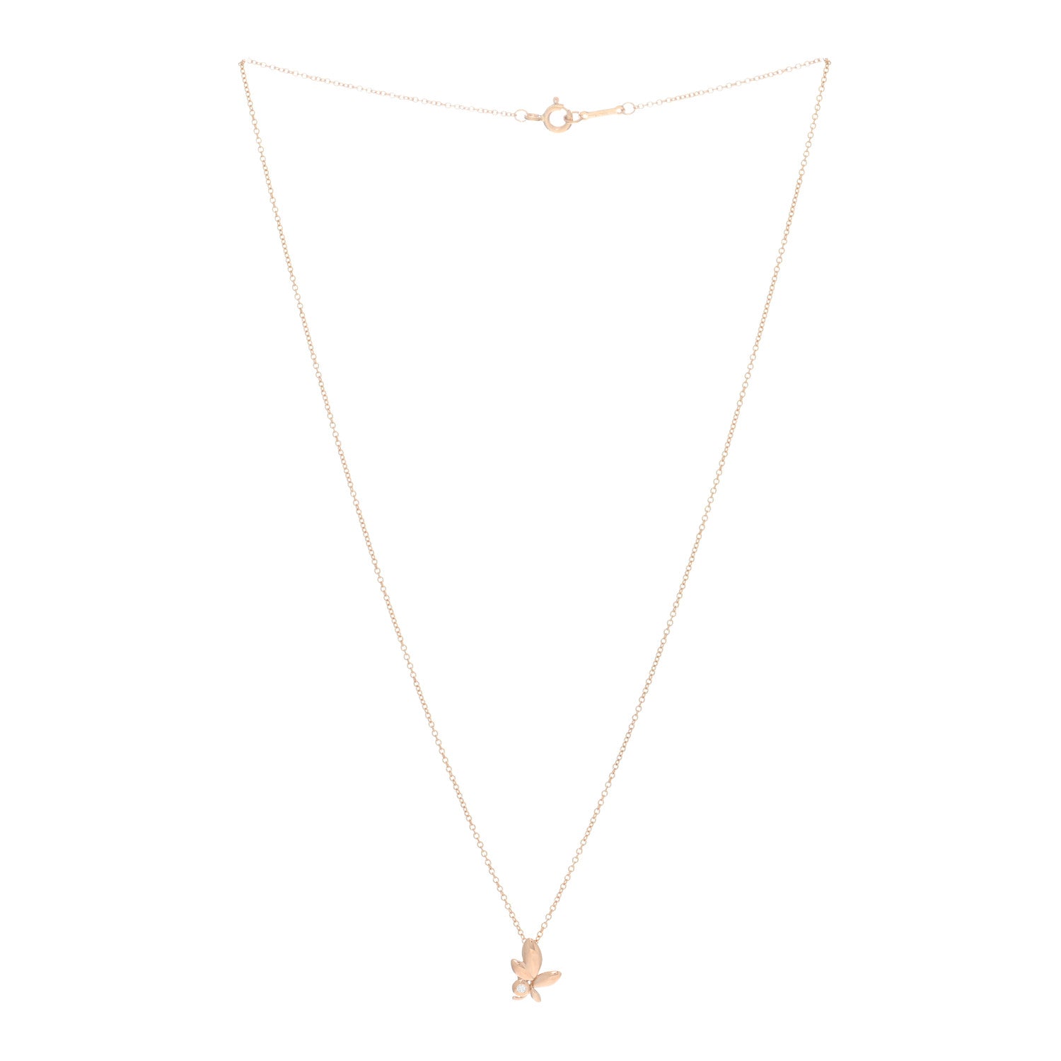 Tiffany 18K Rose Gold Diamond Paloma Picasso Olive Leaf Pendant Necklace 2 of 3