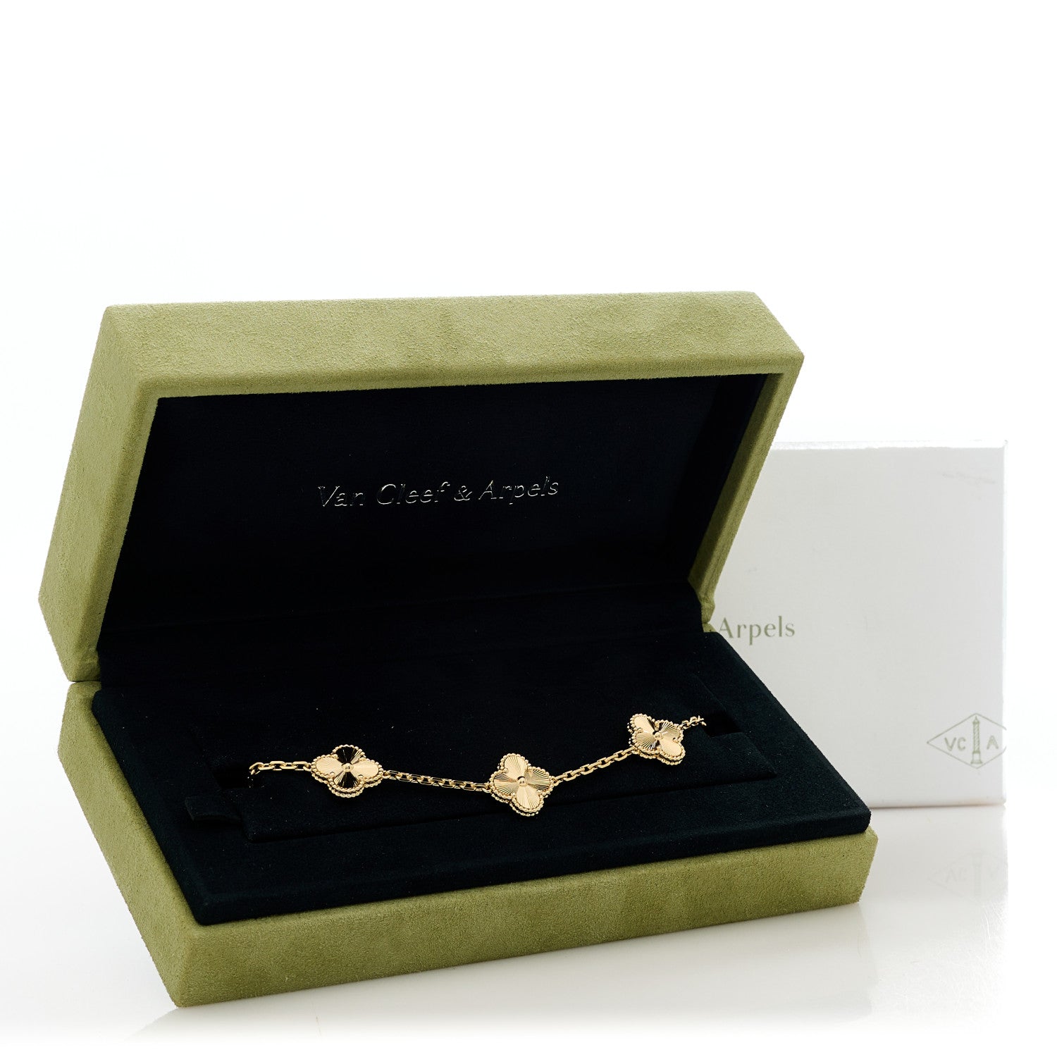 Van Cleef & Arpels 18K Yellow Gold 5 Motifs Guilloche Vintage Alhambra Bracelet 5 of 5