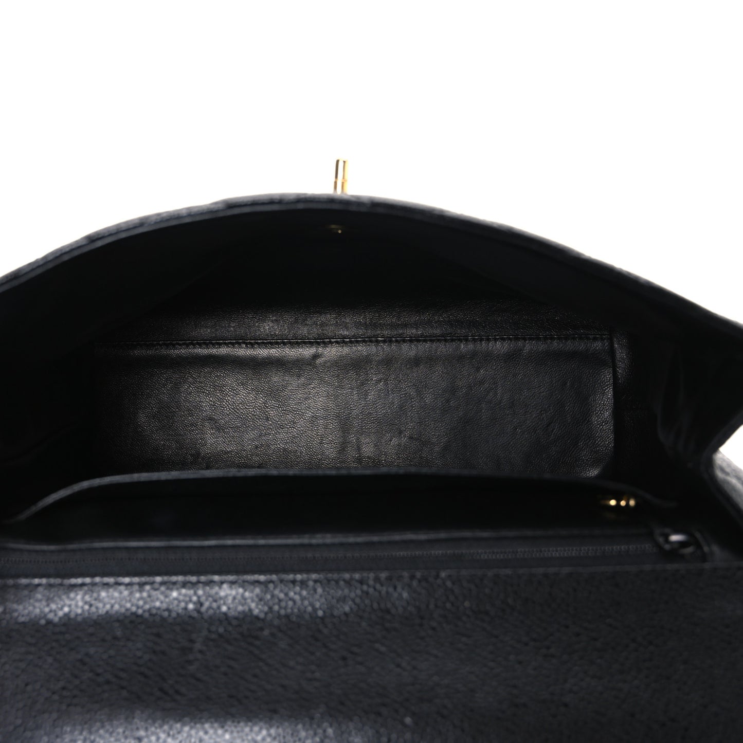Caviar Quilted Jumbo Kelly Flap Black