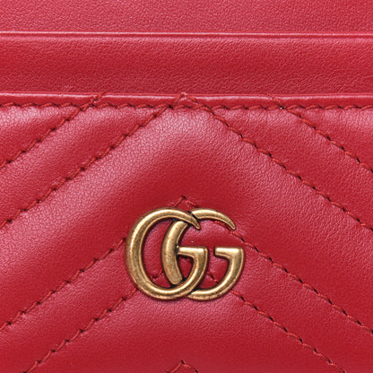 Gucci Calfskin Matelasse GG Marmont Card Holder Hibiscus Red 10 of 13