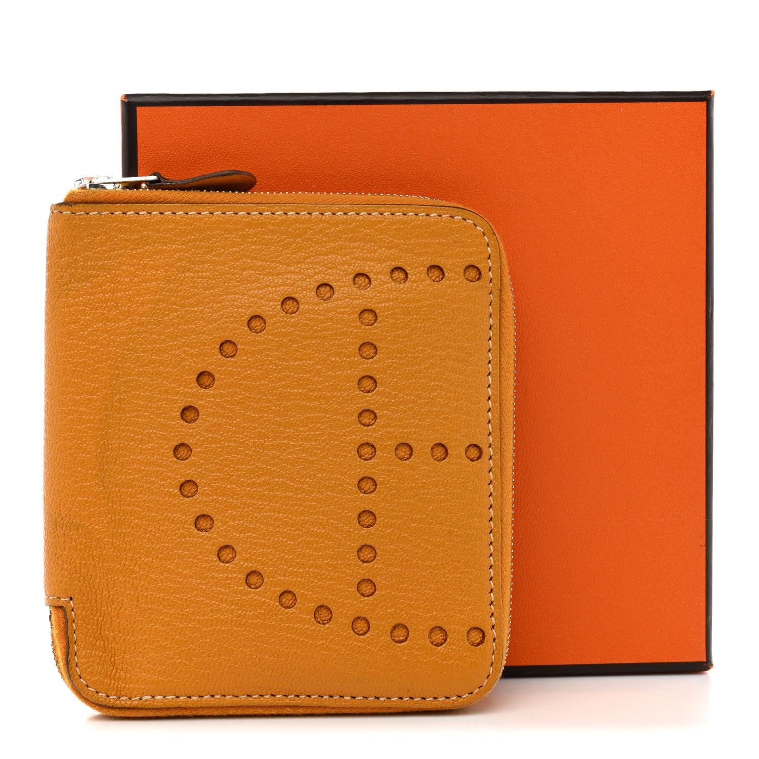 Hermes Chevre Mysore Evelyne Compact Zip Wallet Juane Ambre 7 of 7