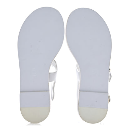 Chanel Lambskin CC Thong Sandals 36 White 6 of 10