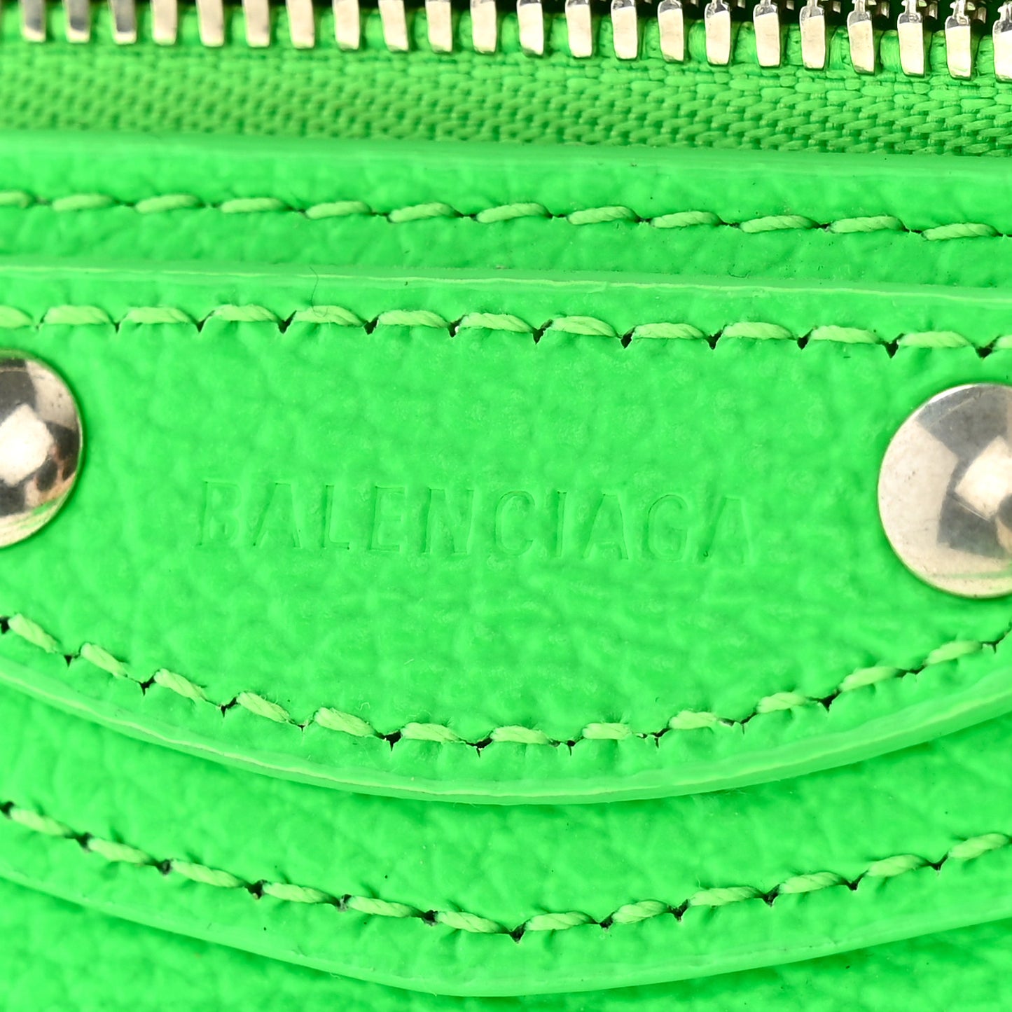 Grained Calfskin Neo Classic Silver Hardware Mini City Fluo Green
