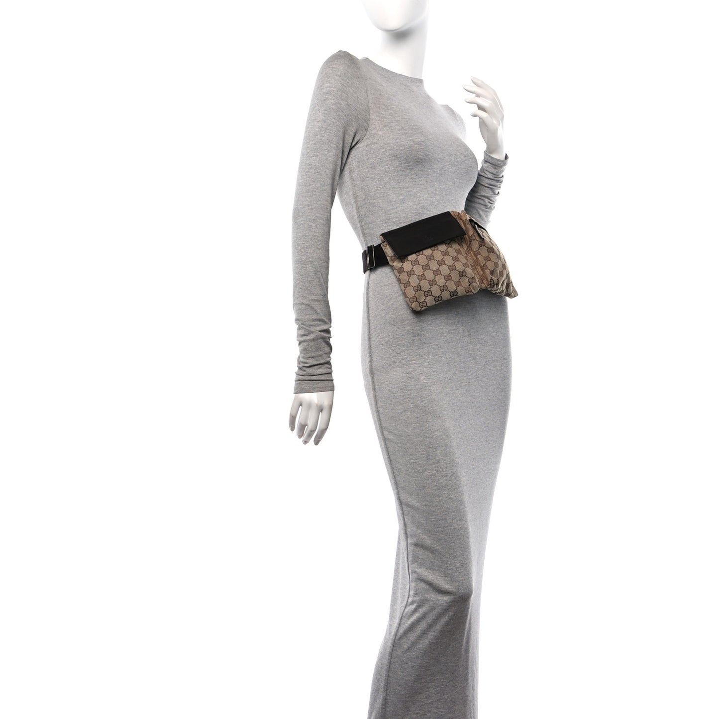 GG Monogram Double Pocket Belt Bag Dark Brown