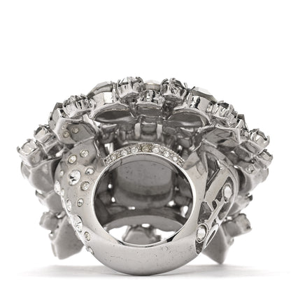 Christian Dior Crystal Cocktail Ring 54 7 Silver 3 of 6