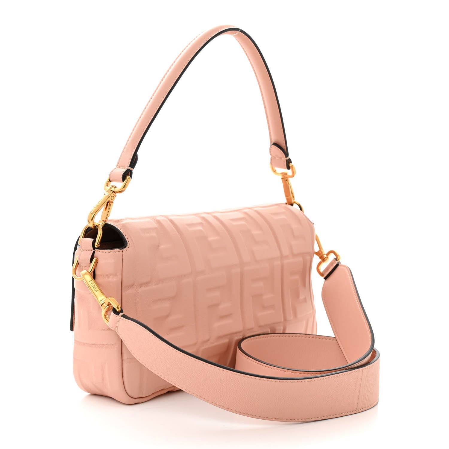 Fendi Nappa FF 1974 Embossed Baguette Baby Pink 3 of 10