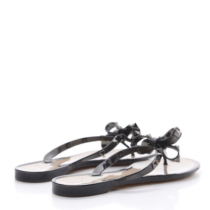 Valentino Garavani PVC Jelly Rockstud Bow Thong Sandals 37 Black 4 of 7