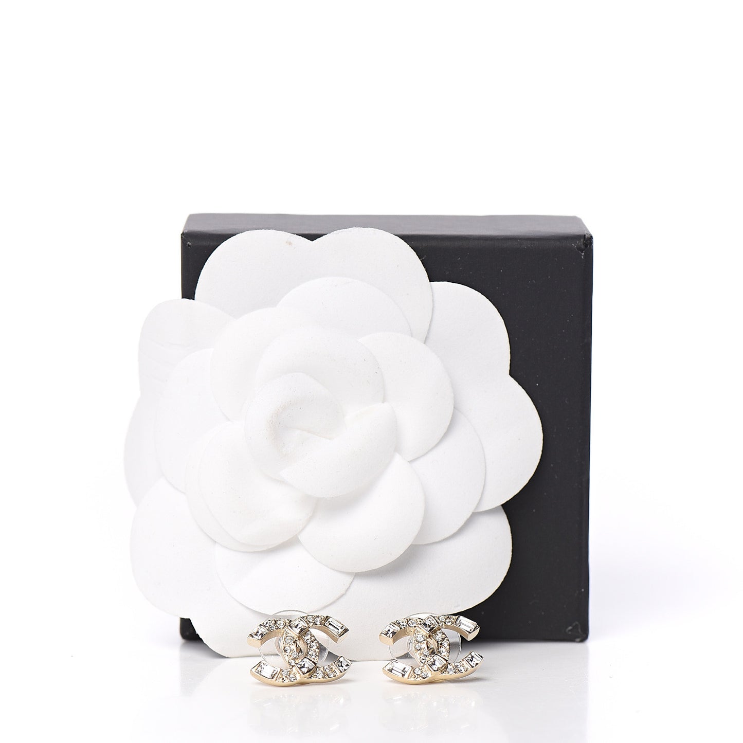 Crystal Baguette CC Earrings Gold
