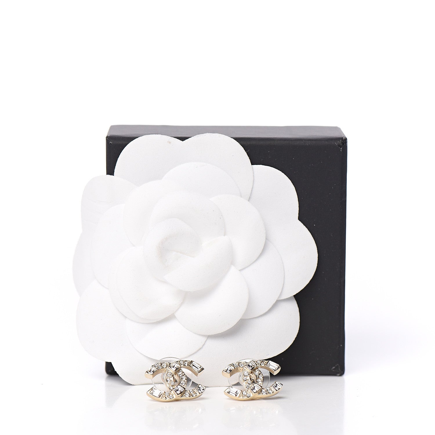 Chanel Crystal Baguette CC Earrings Gold 4 of 4
