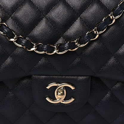 Chanel Caviar Quilted Jumbo Double Flap Navy Blue 8 of 10