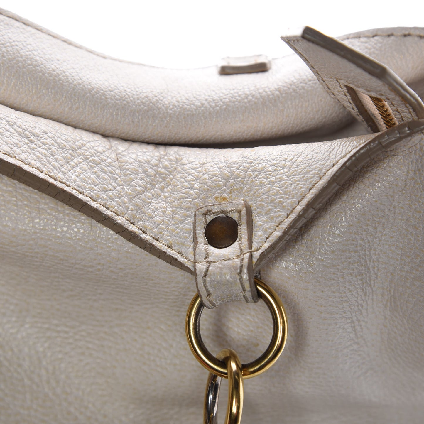 Grainy Calfskin Medium Landscape Tote Alabaster