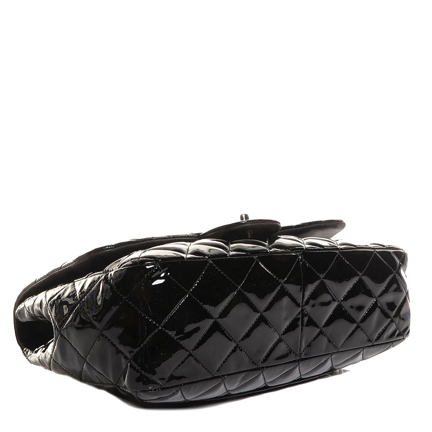 Patent Quilted Jumbo Single Flap Black