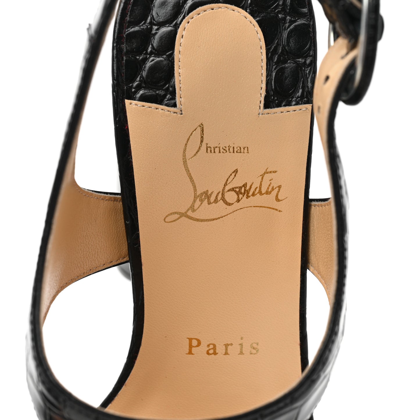 Calfskin Alligator Embossed Foolish Platform Sandals 38 Black