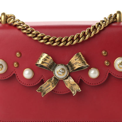 Gucci Calfskin Peony Small Chain Shoulder Bag Hibiscus Red 8 of 10