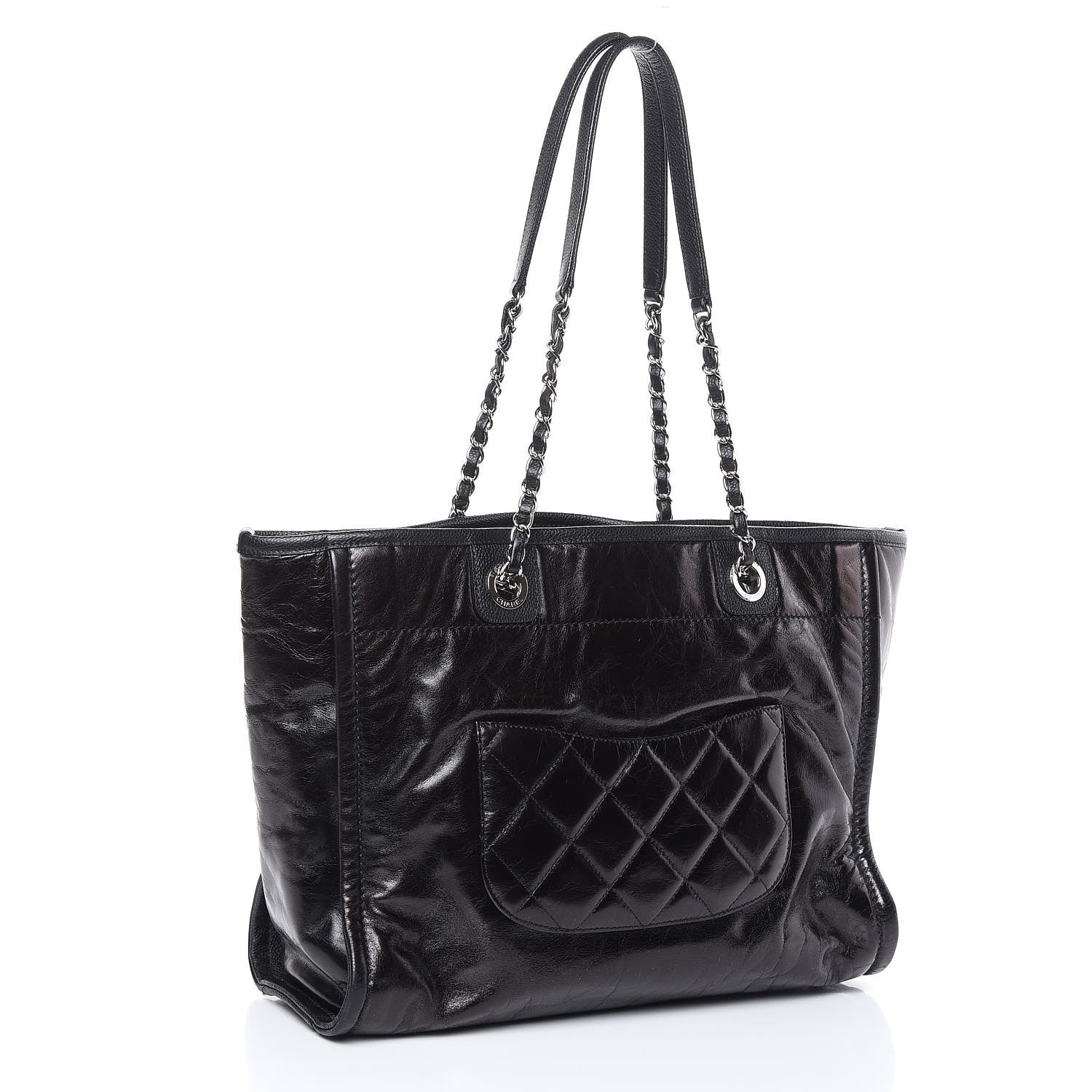 Chanel Glazed Calfskin Small Deauville Tote Black 3 of 14