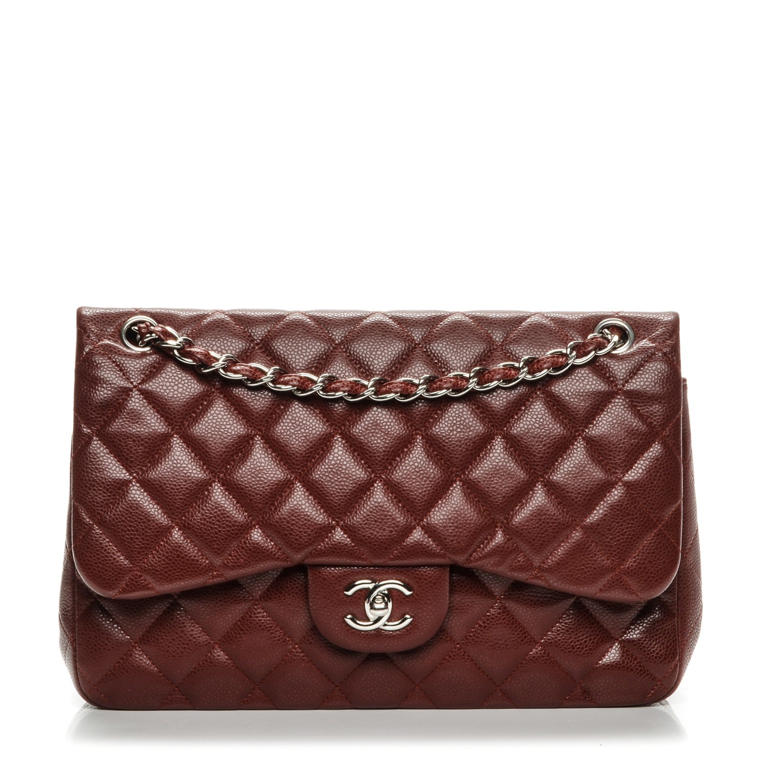 Chanel Caviar Quilted Jumbo Double Flap Dark Red 1 of 9